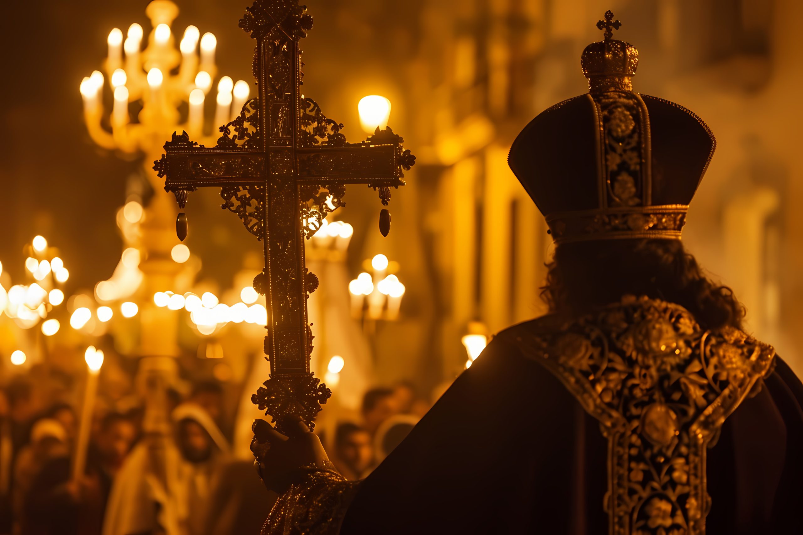 back view man celebrating holy week