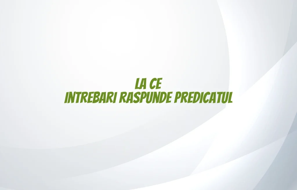 la ce intrebari raspunde predicatul