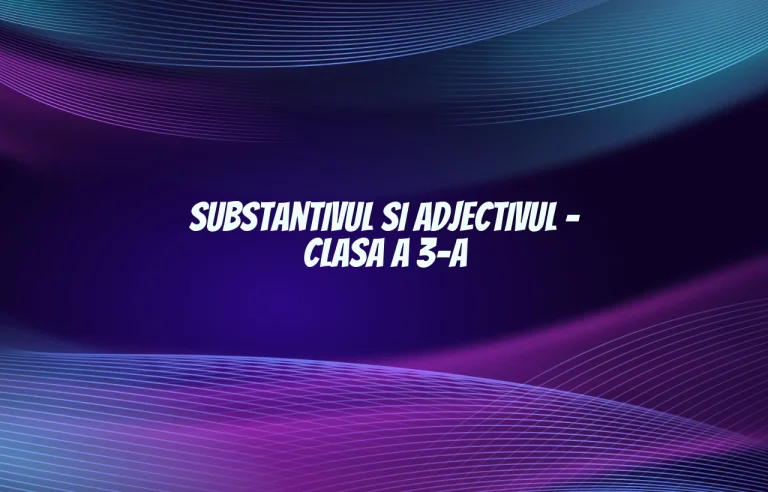 substantivul si adjectivul clasa a 3 a